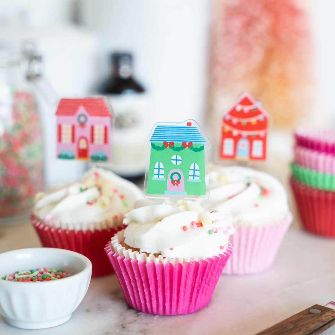 Holiday Village Reusable Acrylic Treat Toppers